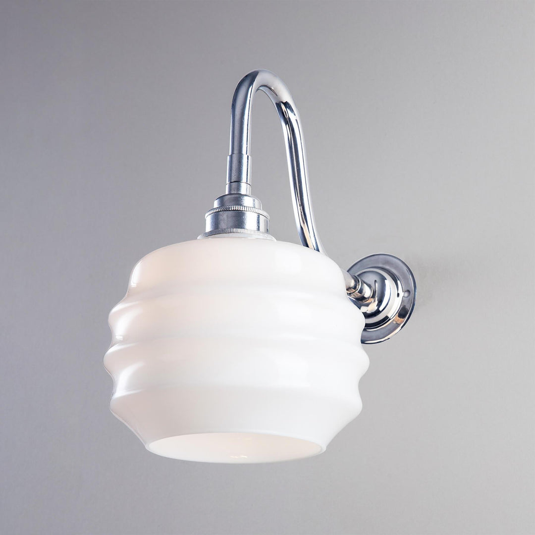 An Old School Electric Deco Opal Glass Bathroom Wall Light, perfect for lighting fixtures.