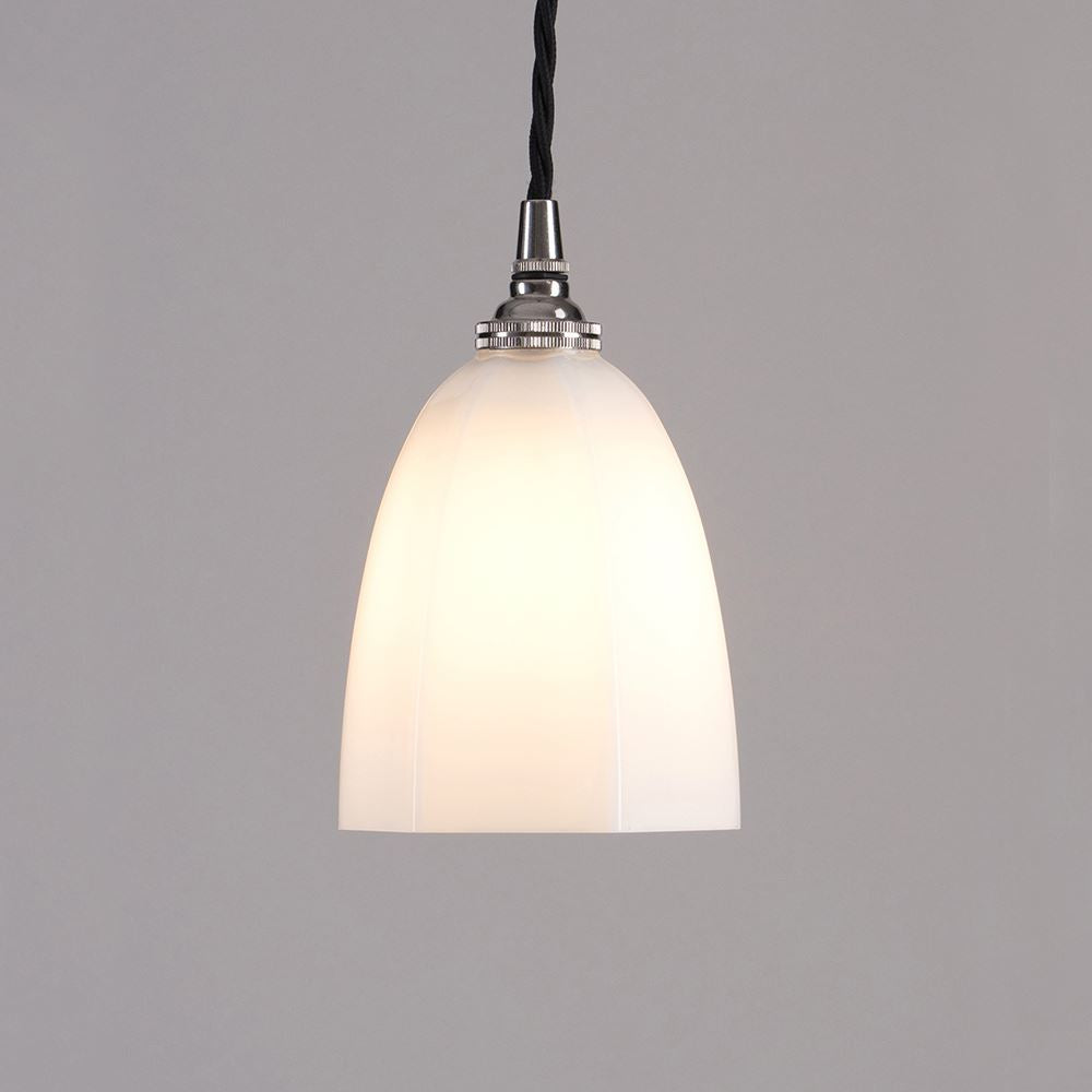 An Old School Electric Hexagon Pendant Light (B22) with a black cord, perfect for adding a stylish and modern electric lighting fixture to any space.