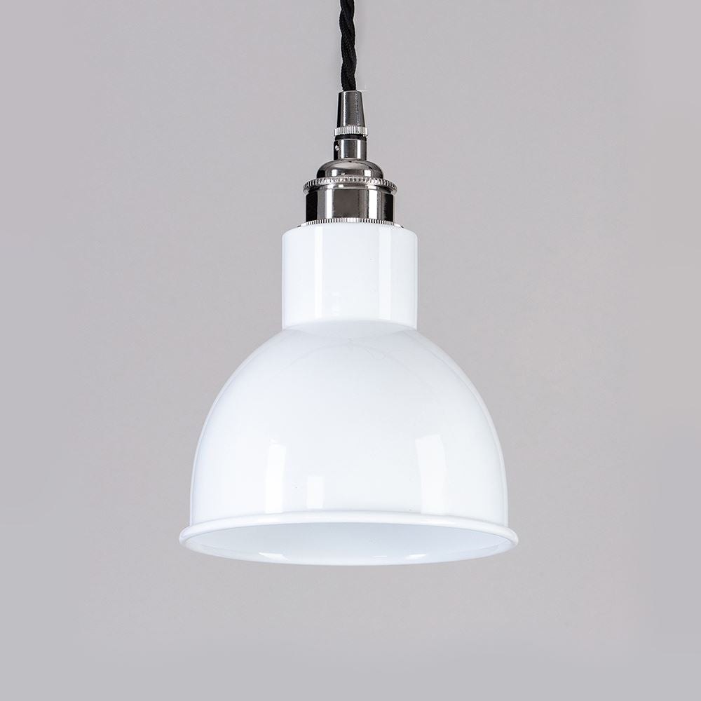 An Old School Electric Churchill Coloured Shades pendant light with a black cord, perfect for lighting fixtures.