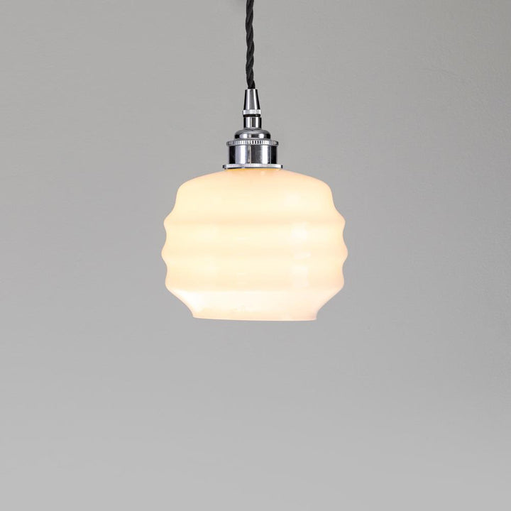An Old School Electric pendant light with a Deco Opal Glass shade, perfect for lighting fixtures.
