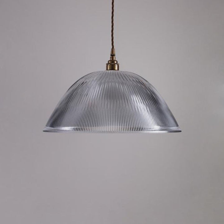 An Old School Electric Prismatic Dome Pendant Light from a cord, designed for electric lights.