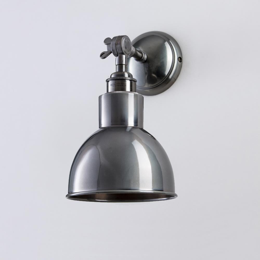 An Old School Electric Churchill Short Arm Wall Light with a chrome finish.