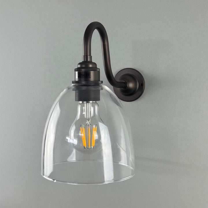 Old School Electric Bell Shade Swan Arm Wall Light