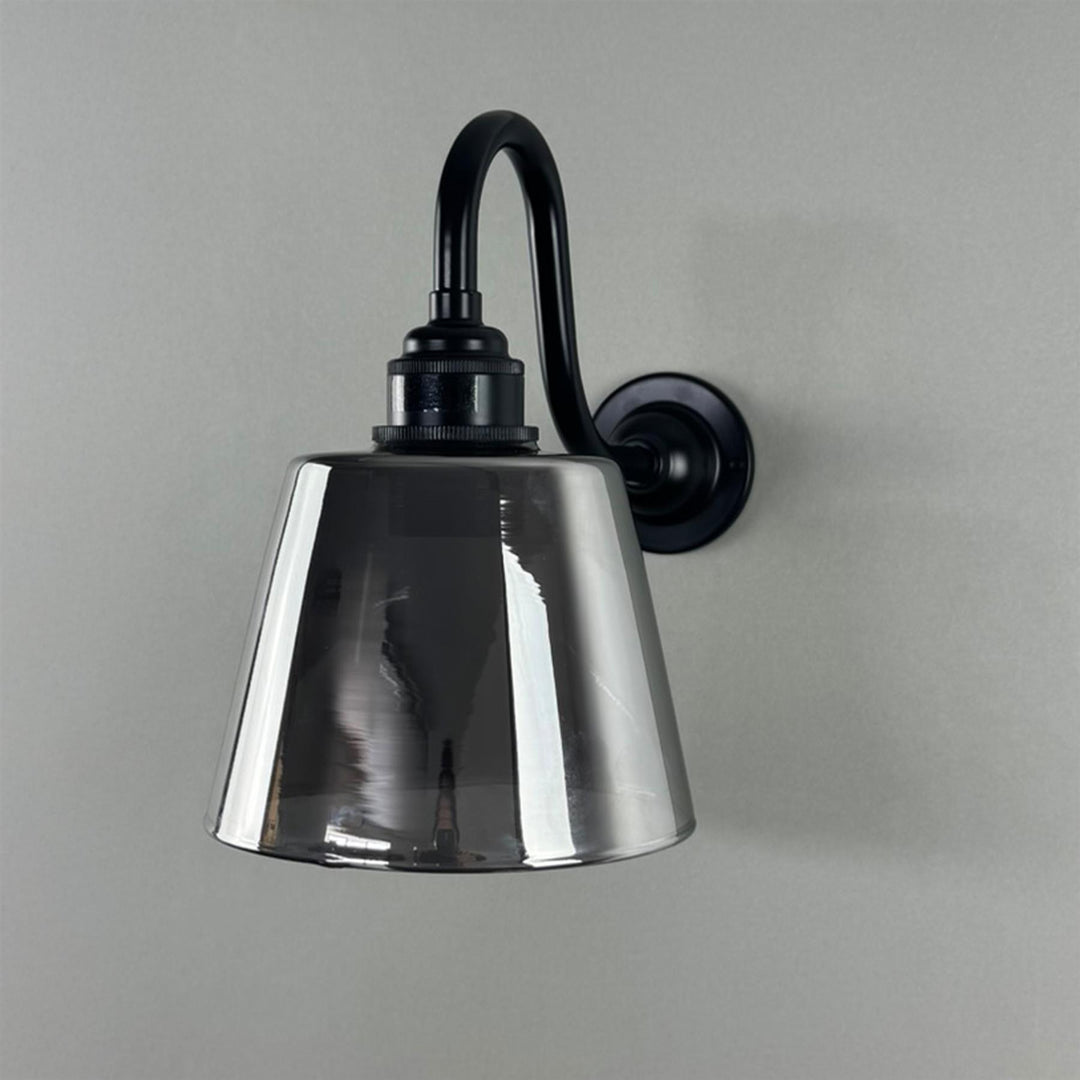 Tapered Smoked Glass Swan Arm Wall Light