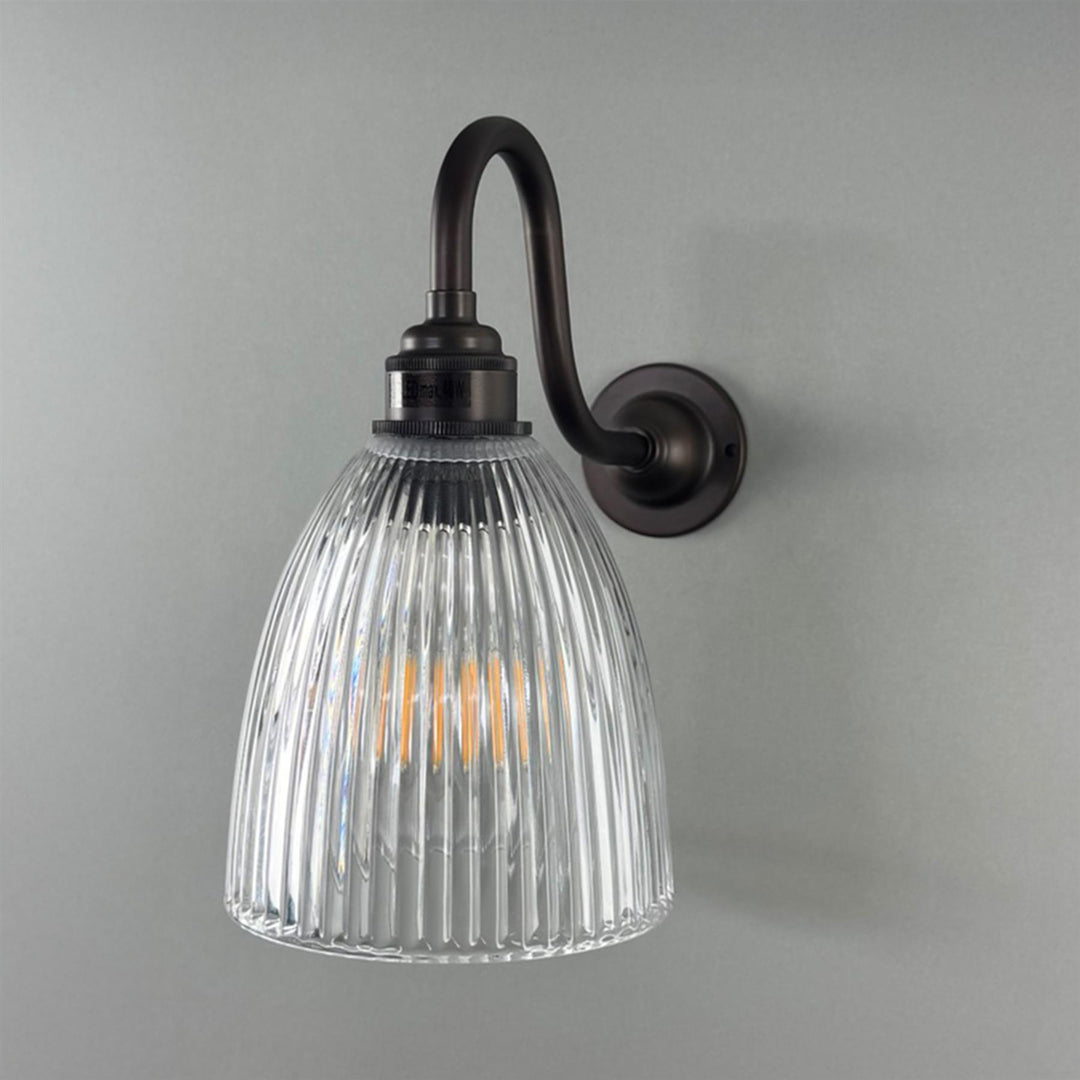 Old School Electric Elongated Prismatic Wall Light - Swan Arm