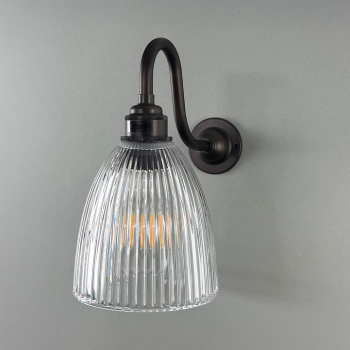 Old School Electric Elongated Prismatic Wall Light - Swan Arm