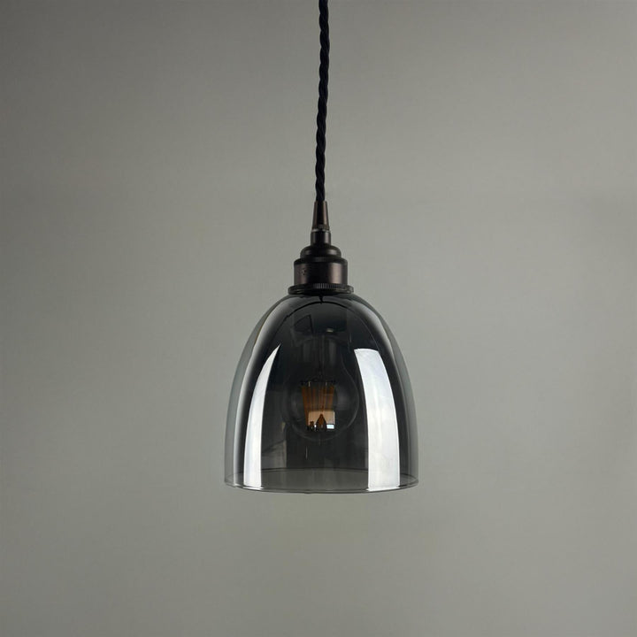 Bell Blown Smoked Glass Pendant Light