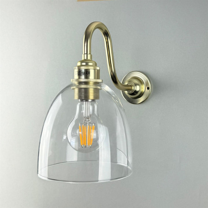 Old School Electric Bell Shade Swan Arm Wall Light