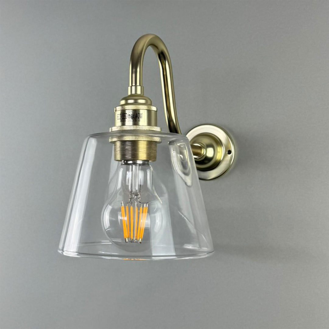 Tapered Glass Swan Arm Wall Light