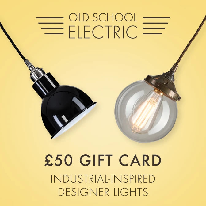 Old School Electric Gift Card lights with an electric £50 Old School Electric Gift Card.