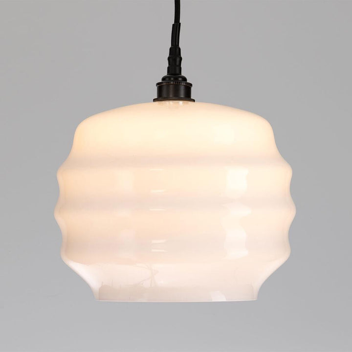 An Old School Electric Deco Bathroom Pendant Light with a white shade, perfect for any lighting fixtures.
