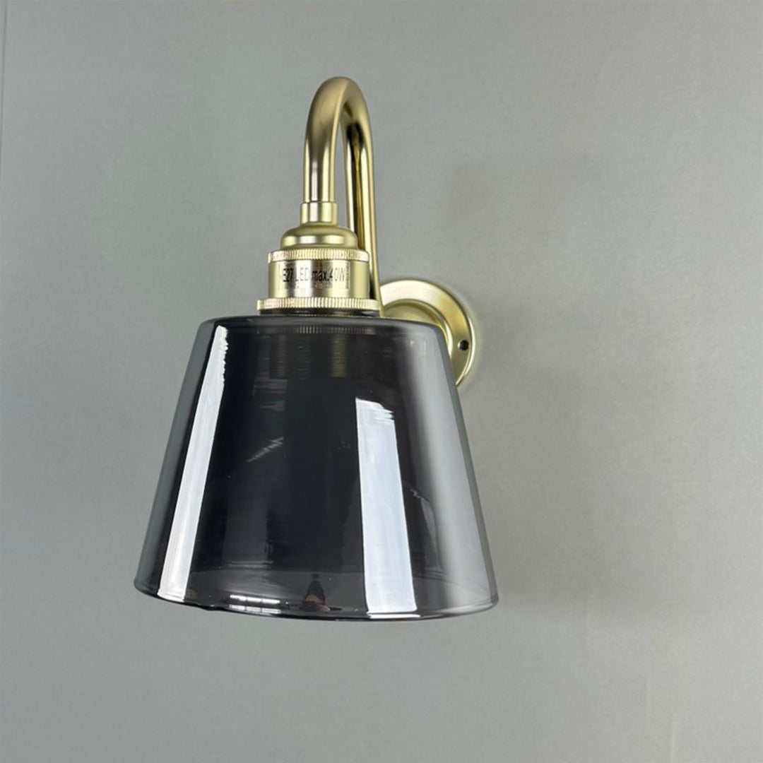 Tapered Smoked Glass Swan Arm Wall Light