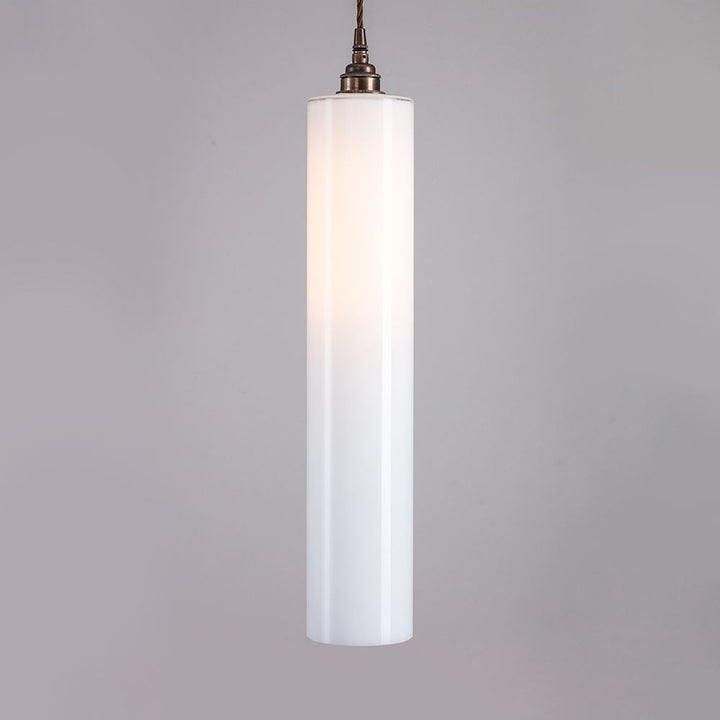 The Parker Pendant Light by Old School Electric, a white pendant light with a white shade, is the perfect addition to your space, offering stylish and modern lighting. This electric light fixture will illuminate any room with its soothing aura.