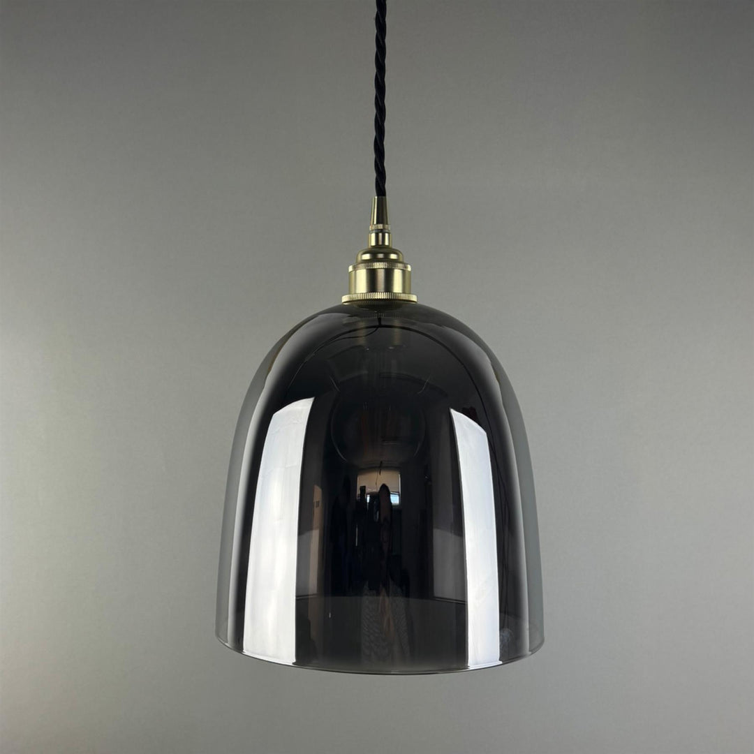 Bell Blown Smoked Glass Pendant Light