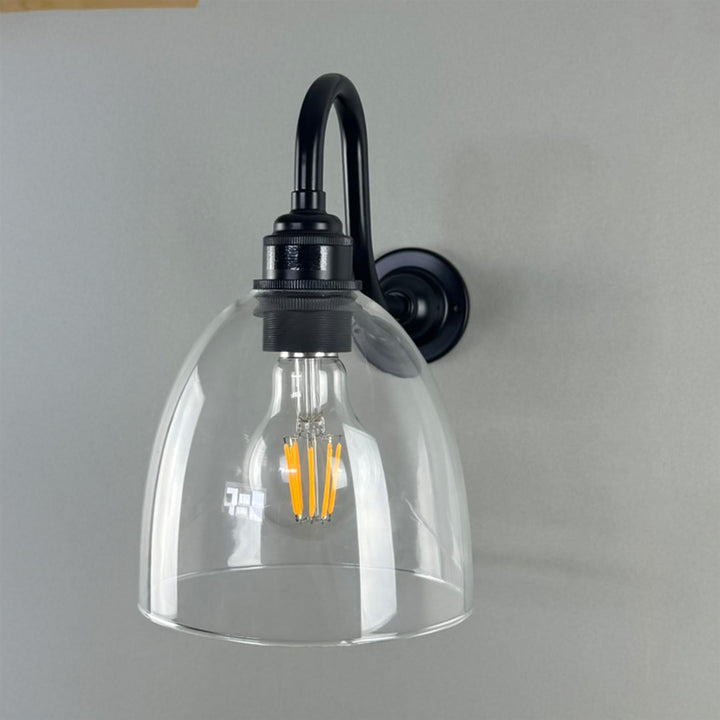 Old School Electric Bell Shade Swan Arm Wall Light