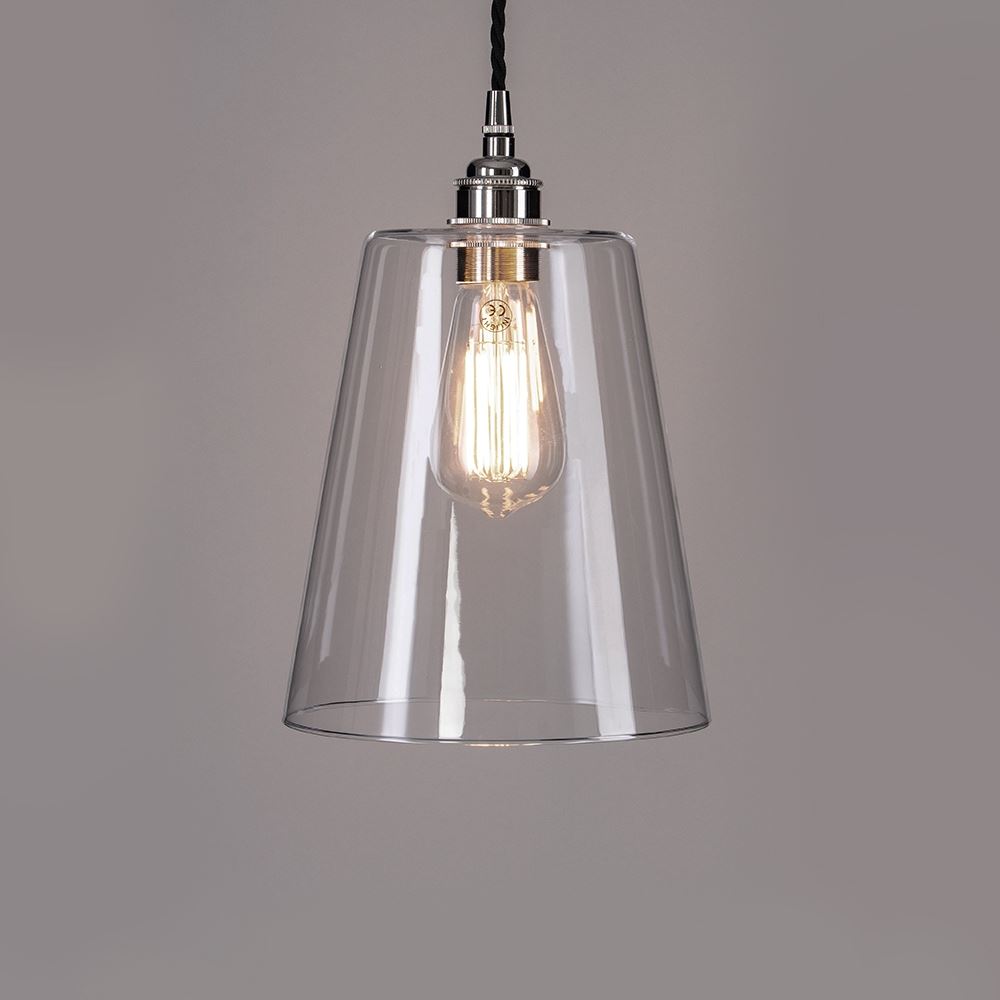 An Old School Electric Tapered Blown Glass Pendant Light fixture.