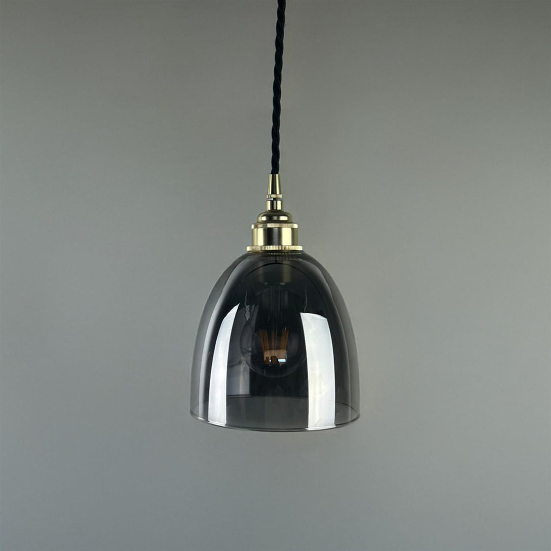 Bell Blown Smoked Glass Pendant Light