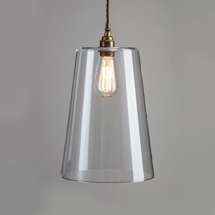 An Old School Electric Tapered Blown Glass Pendant Light.