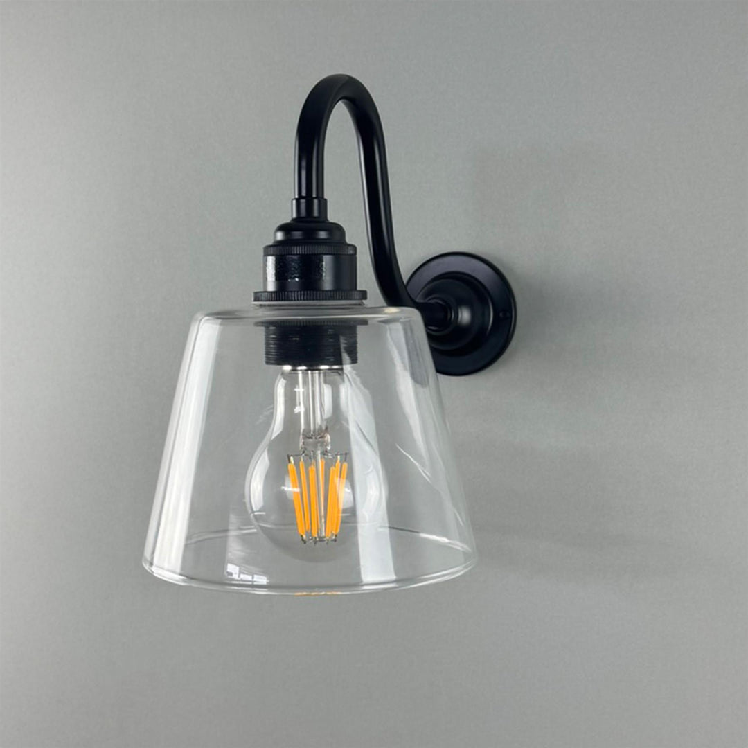 Tapered Glass Swan Arm Wall Light