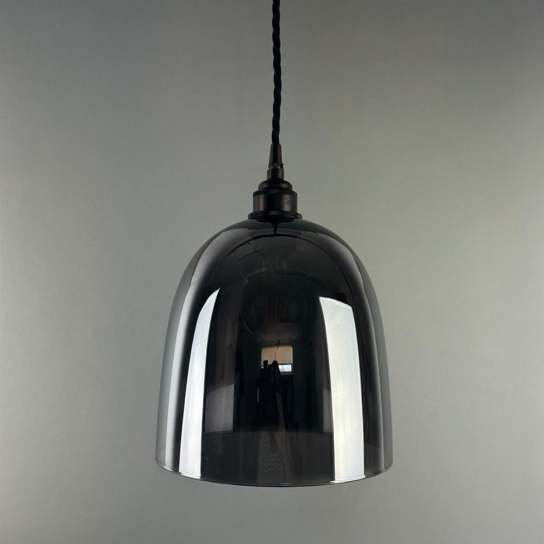 Bell Blown Smoked Glass Pendant Light