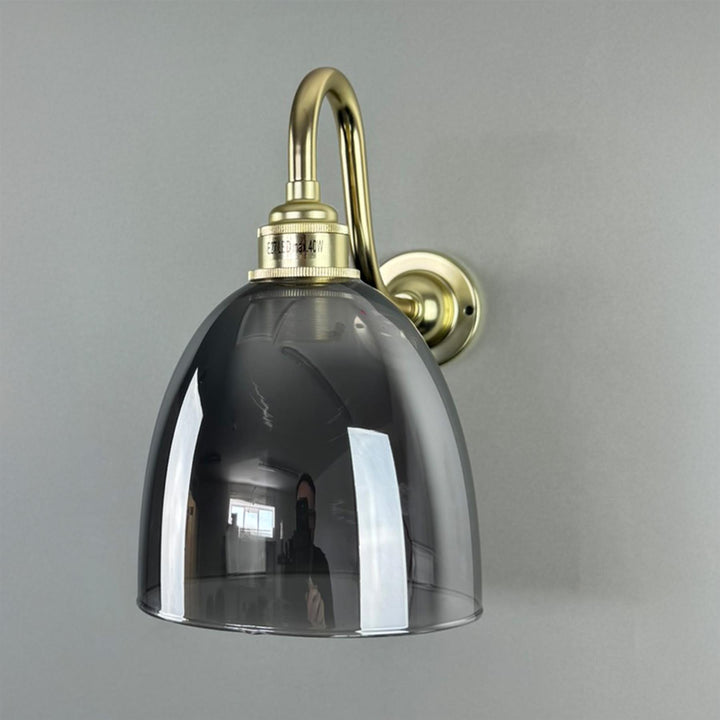 Old School Electric Bell Smoked Glass Swan Arm Wall Light