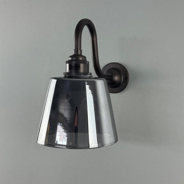 Tapered Smoked Glass Swan Arm Wall Light