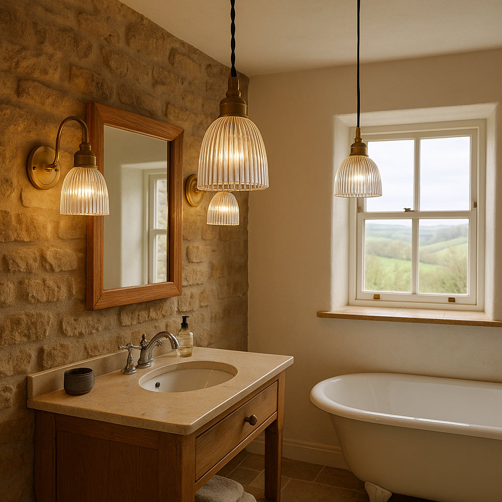 Elongated Prismatic Swan Arm Wall Light : Bathroom Version