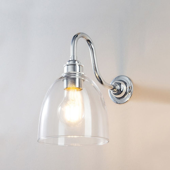 Old School Electric Bell Shade Swan Arm Wall Light