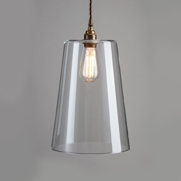 Outlet Old School Electric Tapered Blown Glass Pendant Light - Antique brass, brown cable