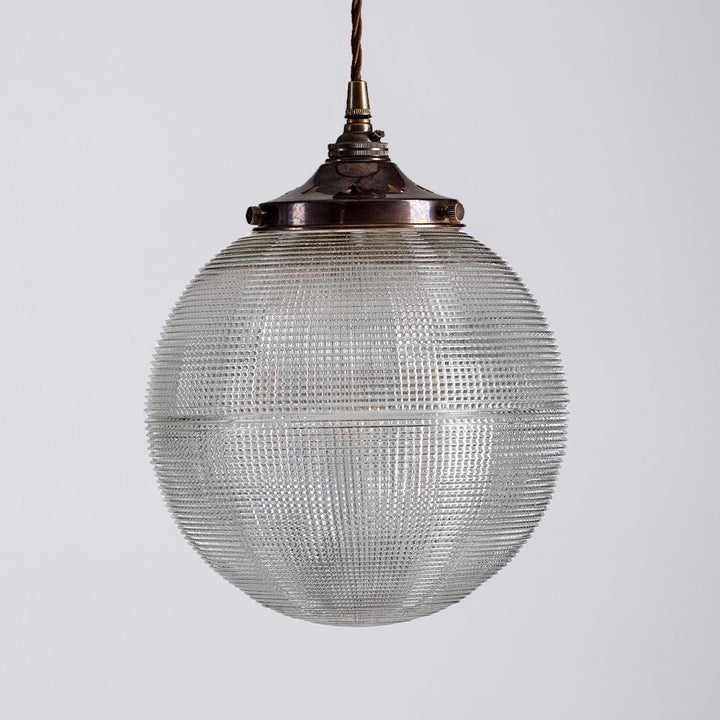 An Old School Electric Prismatic Globe Pendant Light for lighting fixtures.