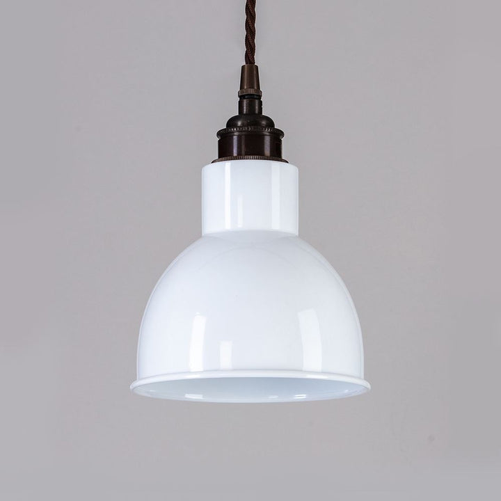 An Old School Electric Churchill Coloured Shades Pendant Light fitting with a brown cord.