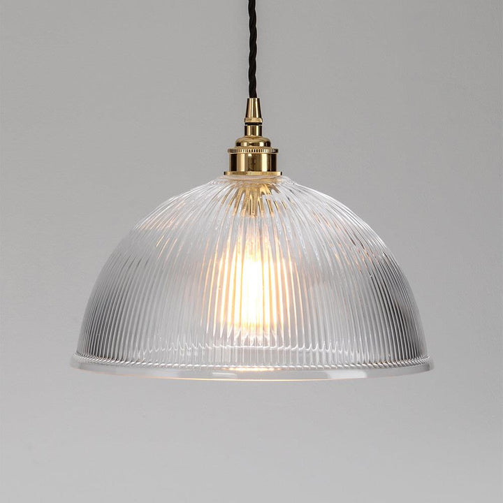 An Old School Electric Prismatic Dome Pendant Light.