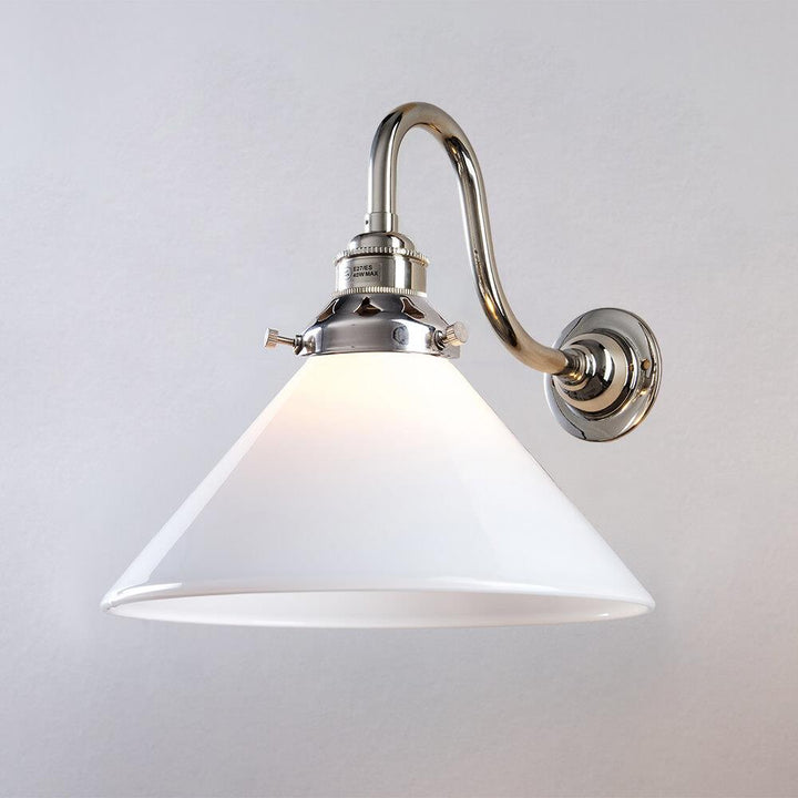 An Old School Electric Conical Glass Wall Light.