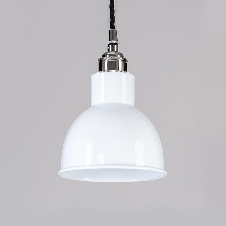 An Old School Electric Churchill Coloured Shades pendant light with a black cord, perfect for lighting fixtures.