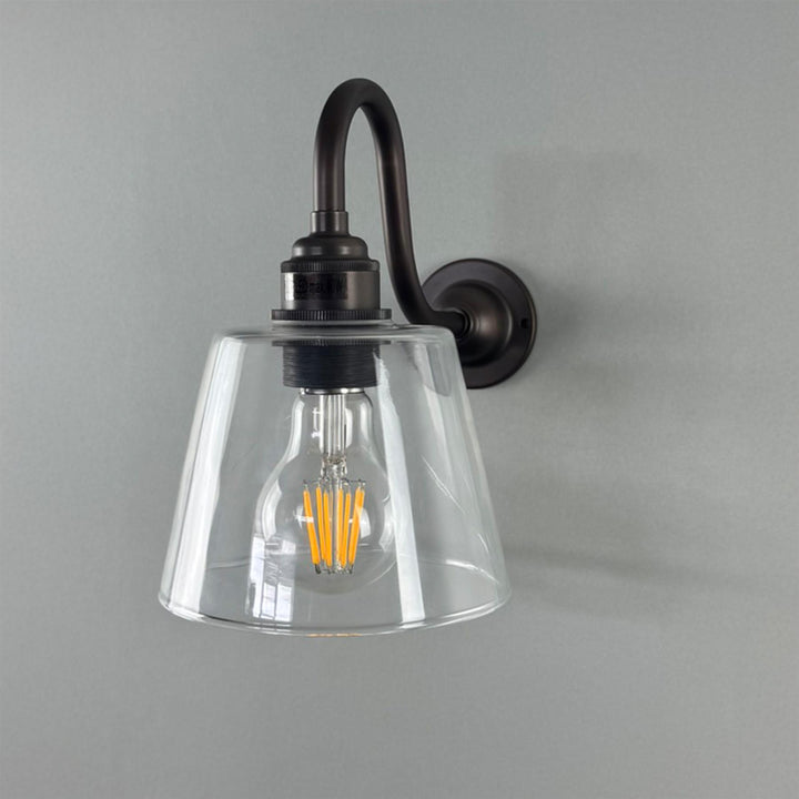 Tapered Glass Swan Arm Wall Light
